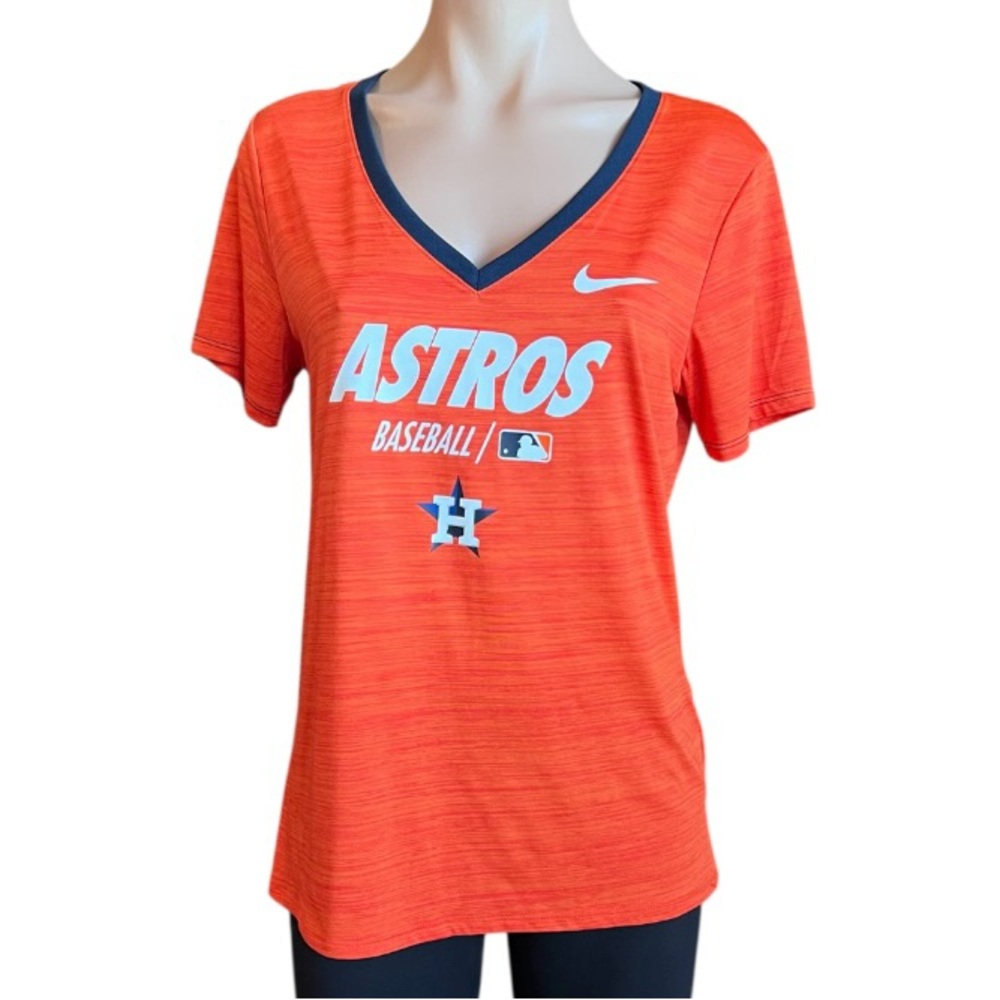 The Nike Tee Baseball Genuine Merchandise Orange Blue Fitted Short Sleeve Tee